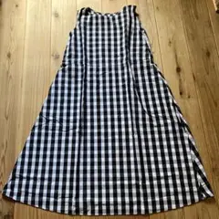 白黒ギンガムチェックかわいいノースリーブロングワンピース