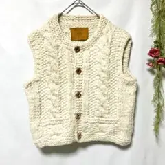 美品✨【KISITAU】キシタウ 肉厚 ケーブルニットベスト カウチン カナダ製