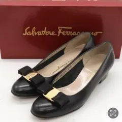 訳あり・美品22.5cmフェラガモ パンプス ヴァラリボン イタリア製 黒
