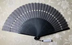 扇子 タッセル付き　木製　布　ブラック　おしゃれ