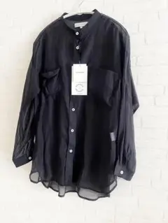 新品タグつき＊シーズンリーズンズ　バンドカラー　シアーシャツ　M 黒