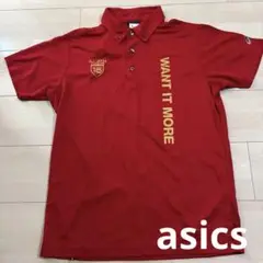 【新品タグ付き】asicsレッド テニスウェア ポロシャツ L