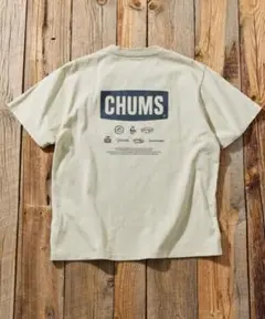 チャムス 別注 ヒストリー バックプリント クルーネックTシャツ　L グレージュ