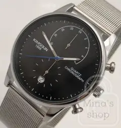 【シーンを選ばない洗練のスリムクロノグラフ/新品】日付 メッシュステンブレス