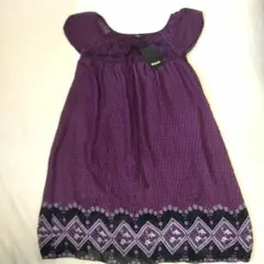 新品　タグ付き　Mignon パープル花柄ワンピース