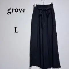 グローブ ブラック ワイドパンツ ズボン 通勤オフィス 大人カジュアル L