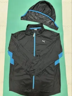 Puma フード付きウィンドブレーカー ブラック/ブルー　160cm