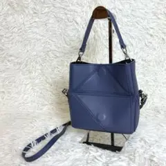 【美品】nouer ハンドバッグ　2way パズル　磁石開閉　ミニ　ネイビー