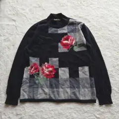 【CASHMERE CLUB 21】カシミヤ100 % ニット ハイネック バラ
