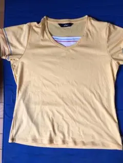 イエロー Vネック Tシャツ ショートスリーブ