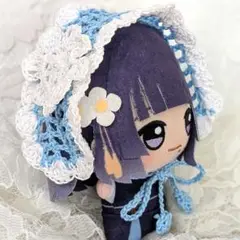 〈水色×白色〉ぬい服　ヘッドドレス　ちびぐるみ　にじぬい
