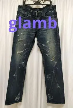 glamb/グラム ボタンフライダメージデニム