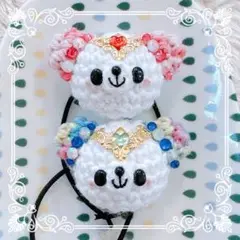 あみぐるみ♡キッズヘアゴム♡オリエンタルティアラのくまちゃん