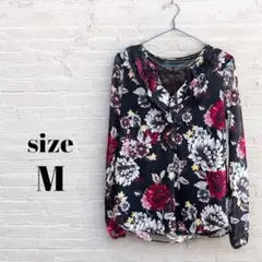 美品‼︎【M】花柄プリント トップス ブラウス　長袖