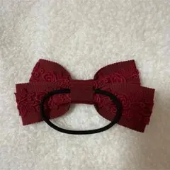 バーガンディ リボン ヘアバンド