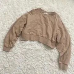 Chico チコ　トレーナー　スウェット　フリーサイズ　丈短　ベージュ　ゆるだぼ