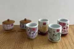 お茶犬ミニチュア湯呑み　カプセルトイ　 6個セット 平成レトロ