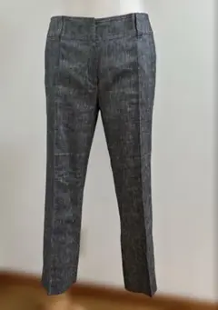ランバンコレクション　グレー にホワイト霜降り　ストレートレッグ 8分丈パンツ