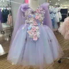 薄紫の花柄ドレス 120cm