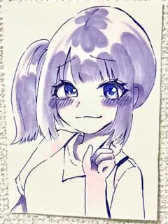 アナログ 可愛い 手描き ピンク 紫 オリジナル イラスト