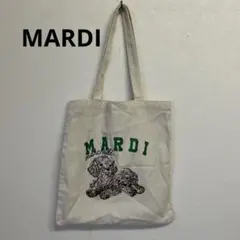 【美品】h1 Mardi Mercredi トートバッグ アイボリー 犬プリント