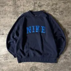 NIKE ナイキ スウェット 刺繍ロゴ ネイビー Lサイズ トルコ製 メンズ古着
