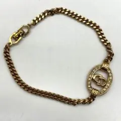 【美品】クリスチャンディオール ストーン ロゴプレート ストーン ブレスレット