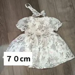 H&M 花柄 ウサギ プリント ドレス ワンピース 70cm