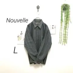 8615-1 Nouvelle 長袖ストライプシャツ 日本製 ウール100%