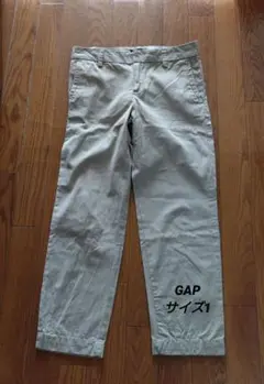 GAP ストレートパンツ サイズ1 ベージュ ストライプ 両サイドポケット付き