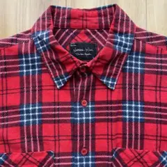 ナンバーナイン ガンズ期 チェックネルシャツ レッド サイズ3