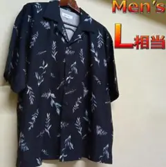 【匿名配送】黒花柄アロハシャツ L相当