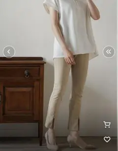エマテイラー フロントジップ ストレッチパンツ スリムフィット スラックス