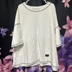 ロデオ ホワイトカットソー コットン100 五分袖 Tシャツ