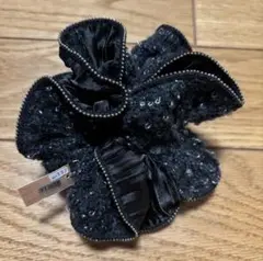 シュシュ黒系ツイード