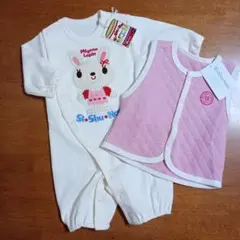 【タグ付未使用】Si*Shu*Non ウサギロンパース&ベストセット女の子