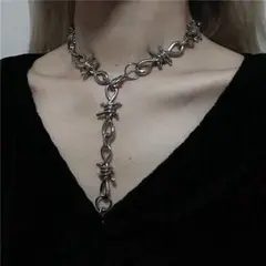 【ユニセックス】Y2Kグランジ風ネックレス シルバー