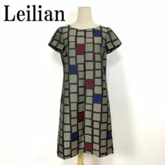 LA7546 Leilian レリアン 総柄 半袖ワンピース ベージュ ９