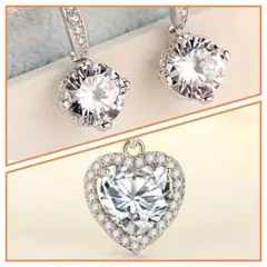 新品★匿名発送★おまけ付★2点セット★ハート ジルコニアネックレスu0026フックピアス