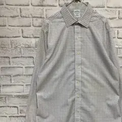 ブルックスブラザーズ長袖シャツ！チェックホワイトL 818