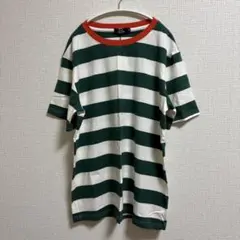 【未使用】men's　半袖Tシャツ　ボーダー　白×みどり　M size　夏