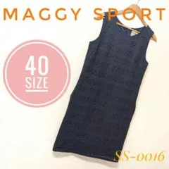 【美品✨】ワンピース　マギースポーツ　ネイビー　コットン　40　L