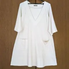 ピサーノ PISANO ベージュ Vネック チュニック 五分袖 LL
