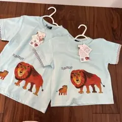 ライオンプリント水色Tシャツ 100cm 2枚セット