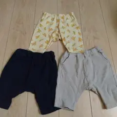 バナナ柄と無地の3点セットパンツ