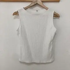 【匿名配送】UNIQLO シャーリングボートネックTノースリーブ Mサイズ