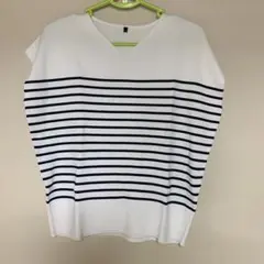 ストライプデザイン ノースリーブ トップス Lサイズ
