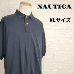 NAUTICA 帆船 刺繍 ロゴ ポロシャツ 半袖 XLサイズ ネイビー