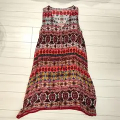 【美品】 ボヘミアン柄 ノースリーブチュニック、ワンピ