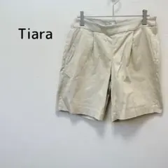 【ティアラ】ワンタックショートパンツ L ベージュ 両サイドポケット付き
